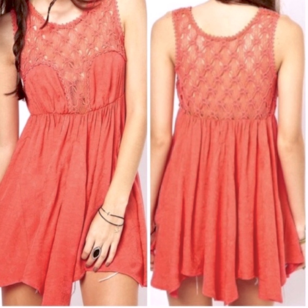 NWT FREE PEOPLE LOLITA SYNDROME TRAPEZE CROCHET SWEETHEART DRESS